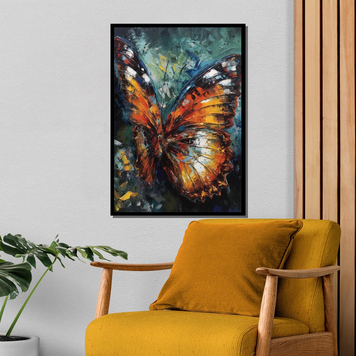 Monarch Butterfly Impasto Oil Painting Vibrant Nature Art Poster - Image 4