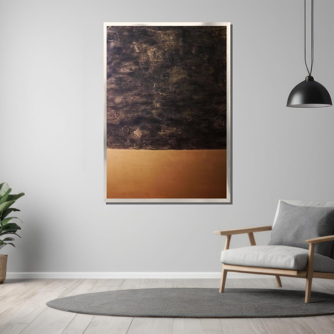 Dark Brown and Gold Textured Abstract Rustic Two Tone Poster - Image 3
