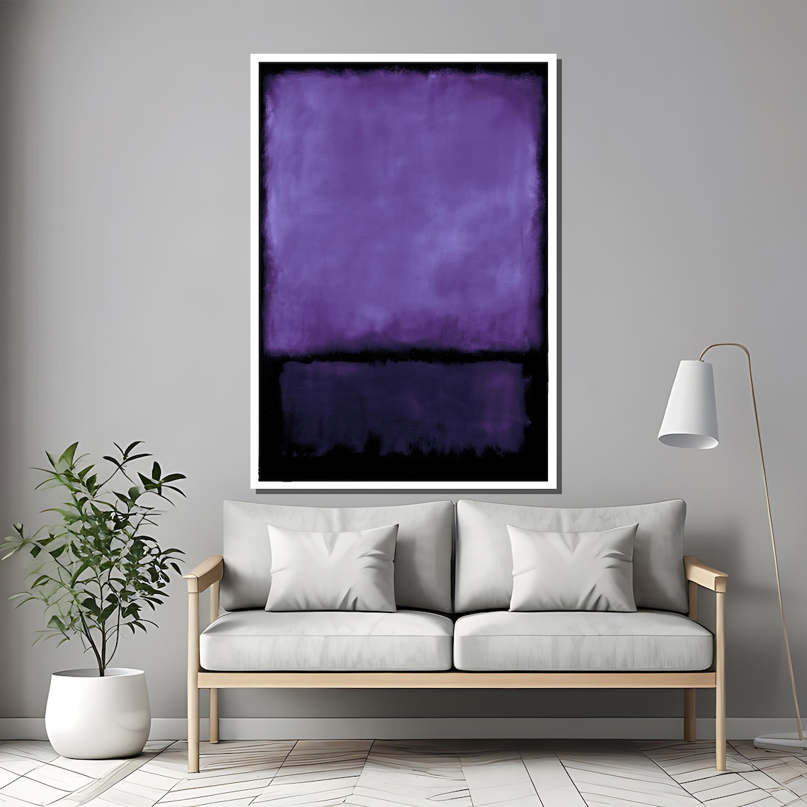 Mark Rothko-Inspired Purple and Black Abstract Art Print - Image 2
