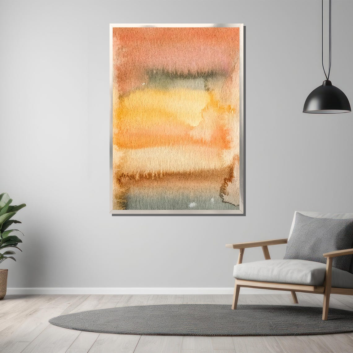 Warm Sunset Watercolor Wash Coral Amber Abstract Gradient Poster - Image 3