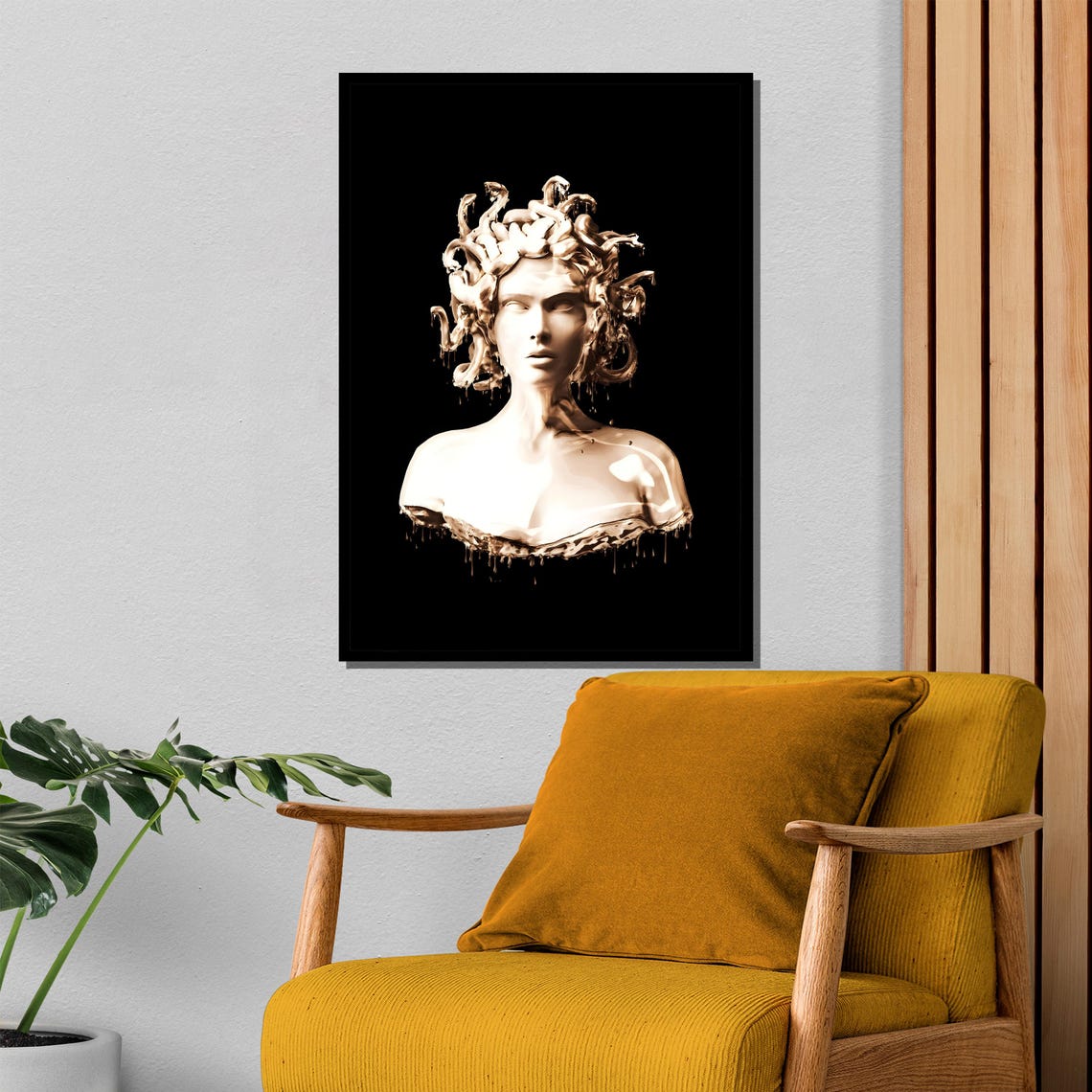Medusa Marble Bust Melting Black Mythology Sculpture Elegant Poster - Image 4
