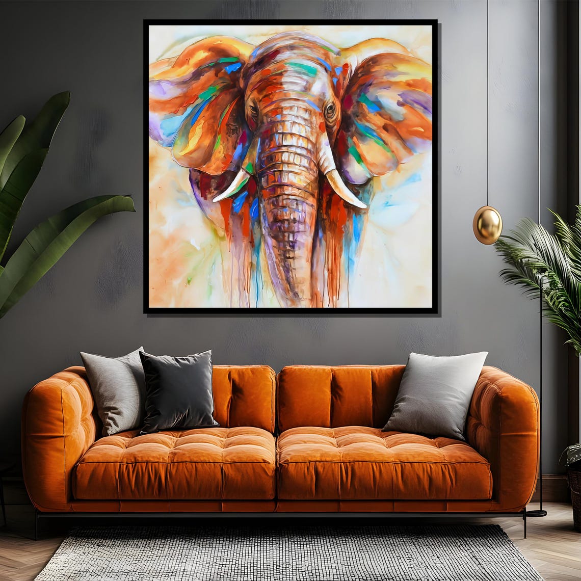 Vibrant Colorful Abstract Elephant Face with Paint Drips Art Poster - Image 4