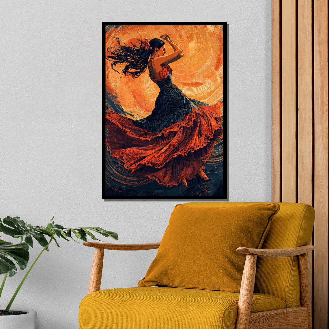 Fiery Flamenco Dancer Painting Passionate Spanish Dance Art Gift Bold Wall Decor For Home Vibrant Dance Artwork - Image 4