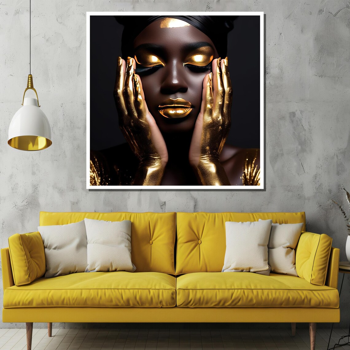 Golden Glamour Woman Portrait In Black And Gold Luxury Art Poster - Image 2