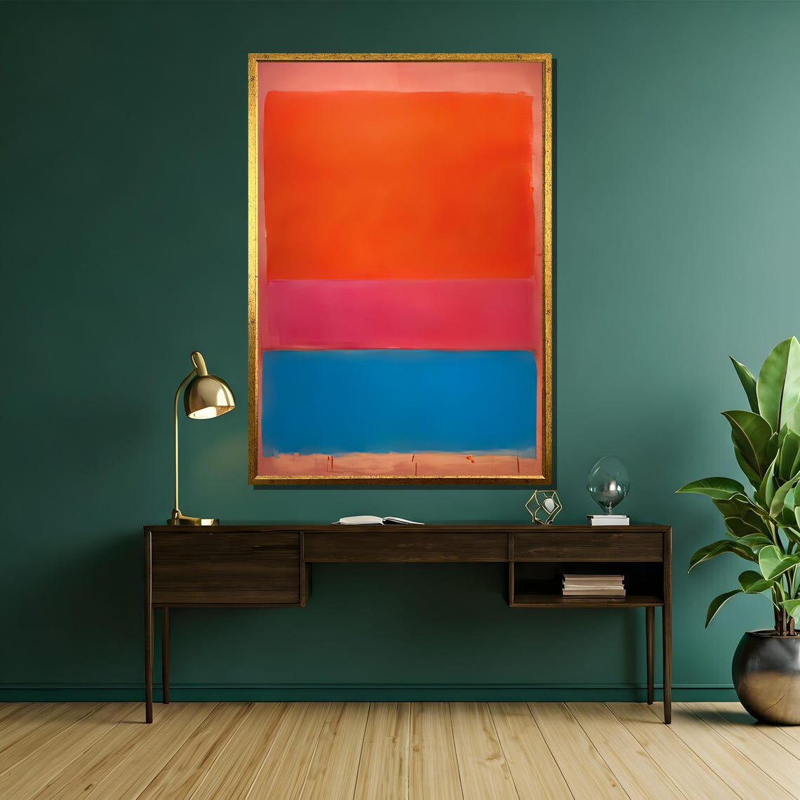 Bold Orange Pink And Sky Blue Joyful Color Band Abstract Poster - Image 5