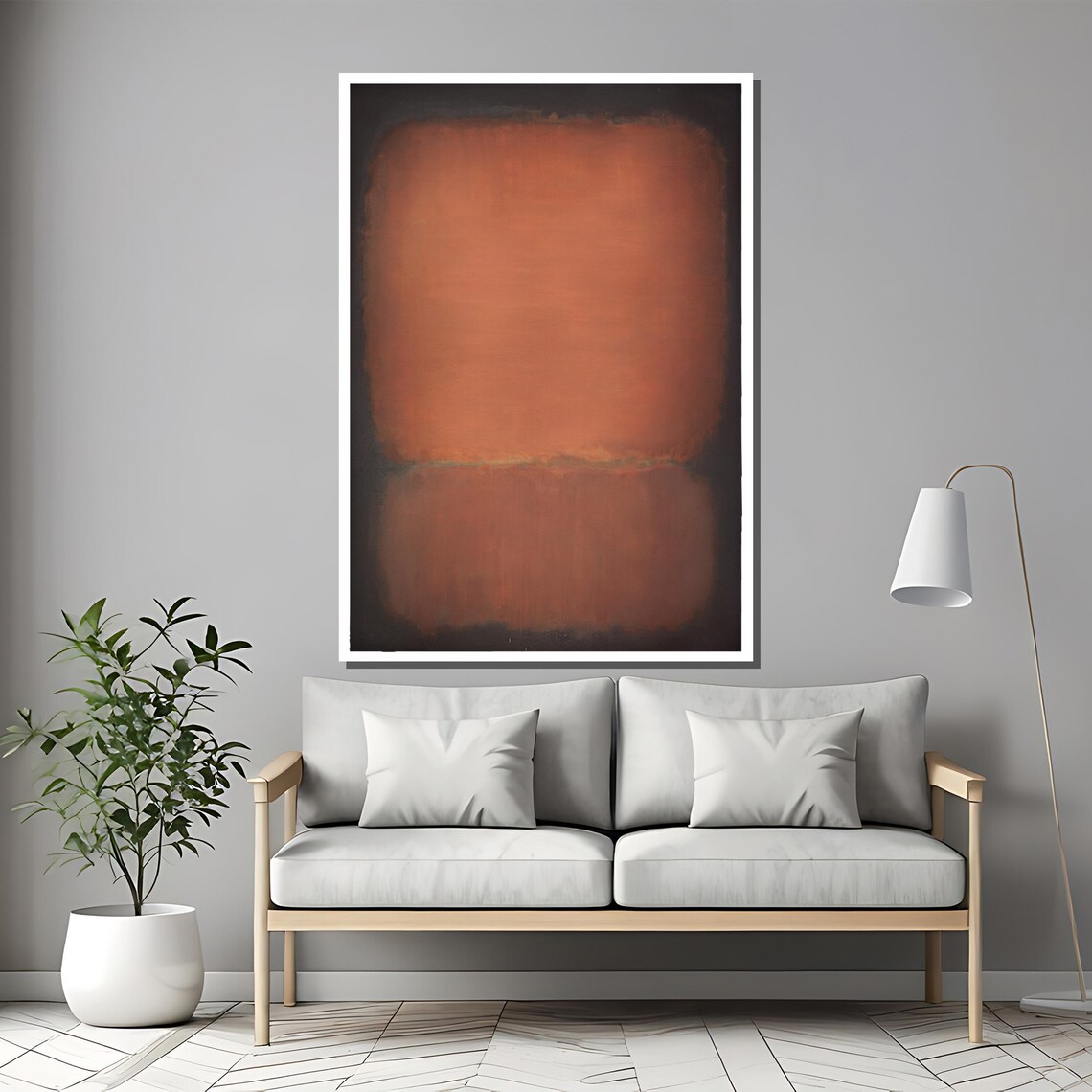 Rothko-Style Warm Brown Terracotta Color-Field Abstract Art Poster - Image 2