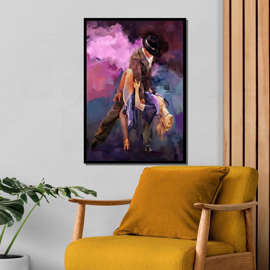Dramatic Tango Dip in Purple Dress Smoky Violet Oil Art Poster - Image 4