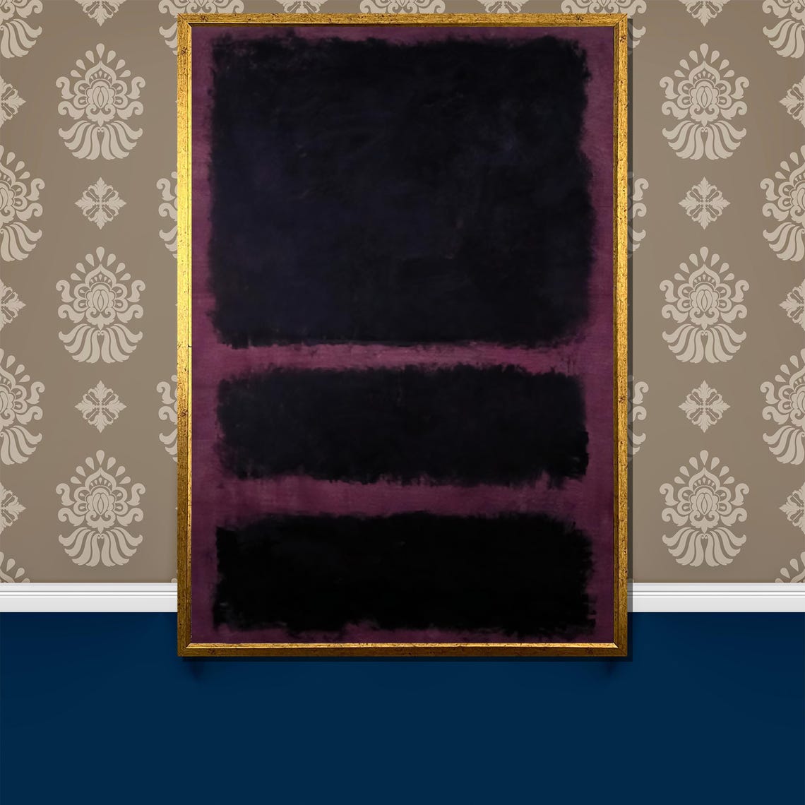 Rothko-Style Dark Plum Black Banded Color-Field Abstract Poster
