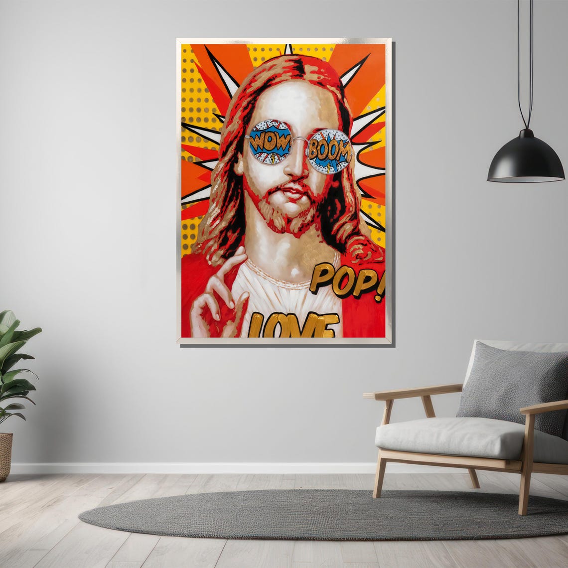 Pop Art Jesus Wow Boom Comic Sunglasses Vibrant Christian Poster - Image 4