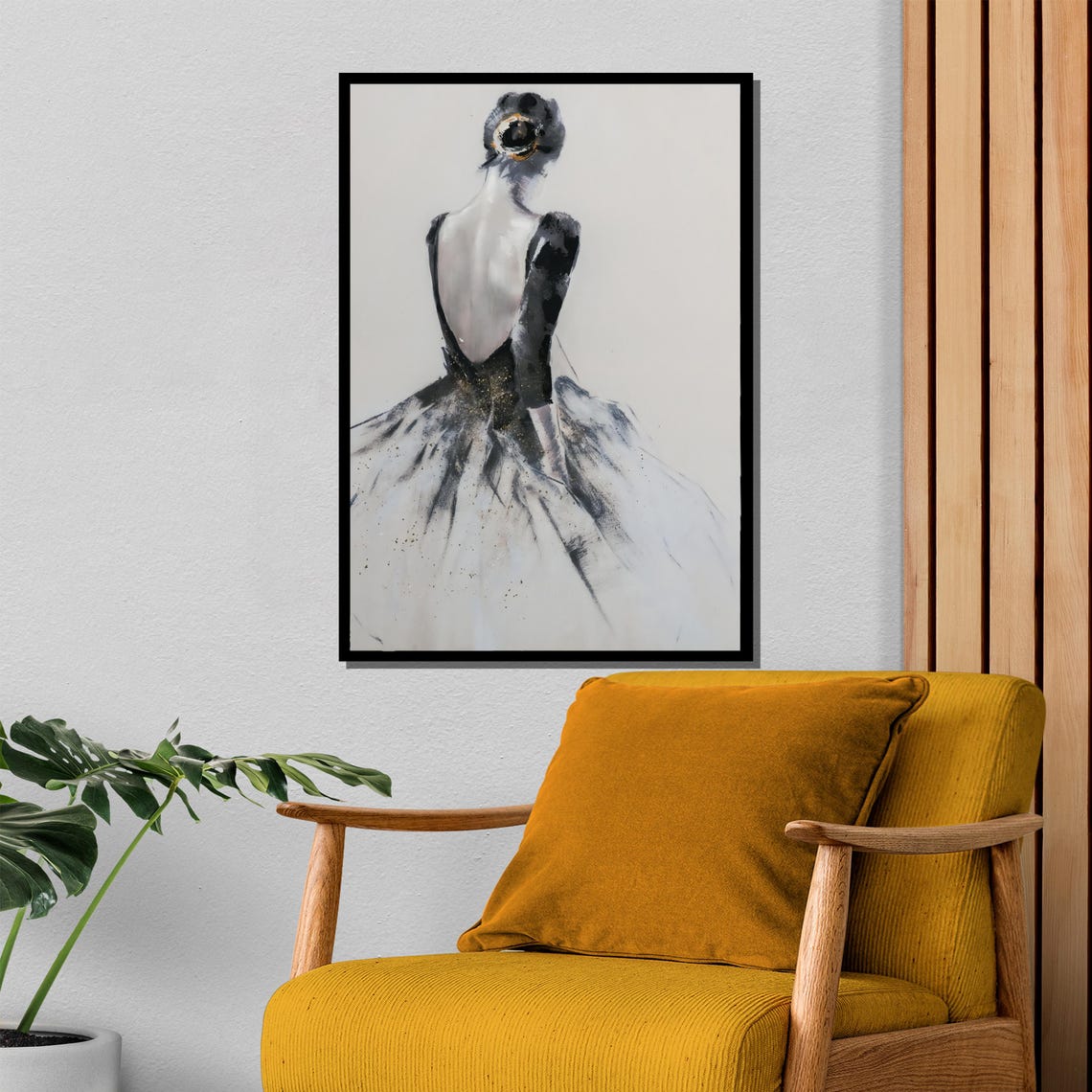 Elegant Ballerina Back Pose In Flowing Gown Dance Art Poster - Image 4