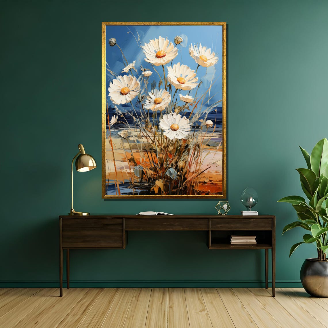 White Daisies by the Sea Under a Bright Blue Summer Sky Poster - Image 5