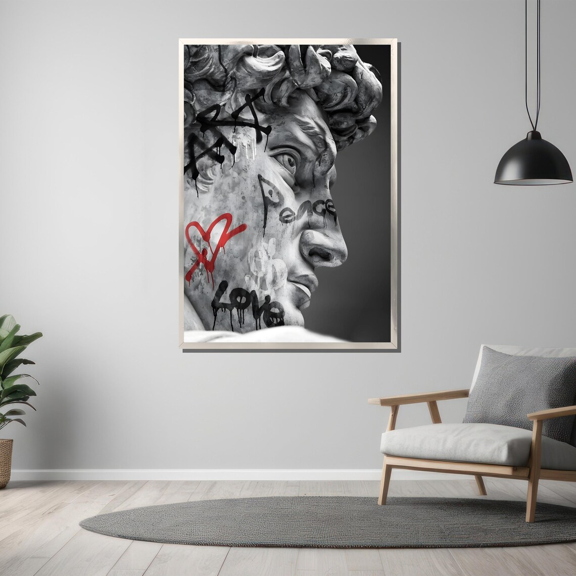 Classic Meets Street Art Statue, Graffiti Art Print - Image 3