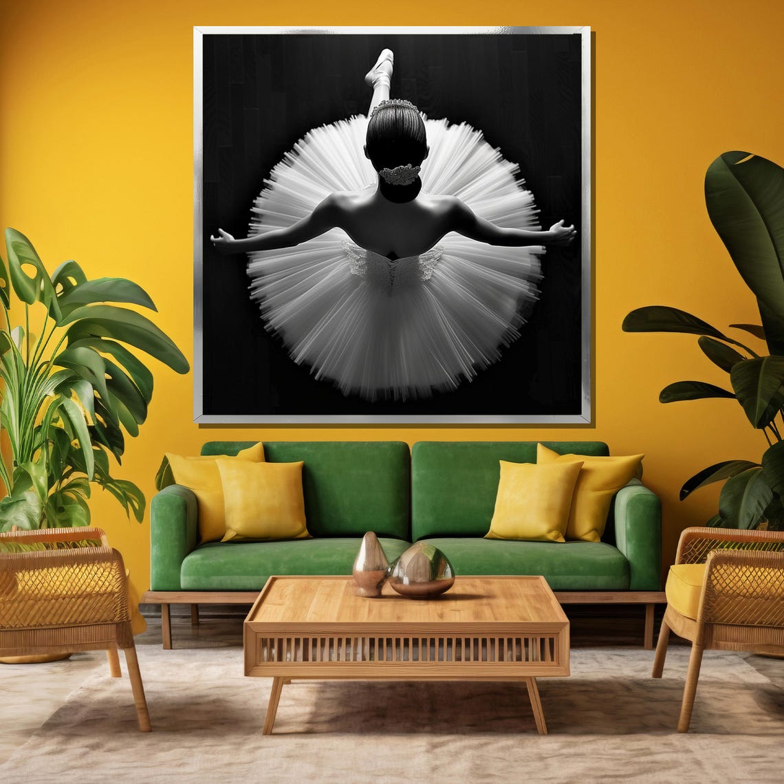 Black and White Ballerina Tutu Overhead Pose Elegant Art Poster - Image 3