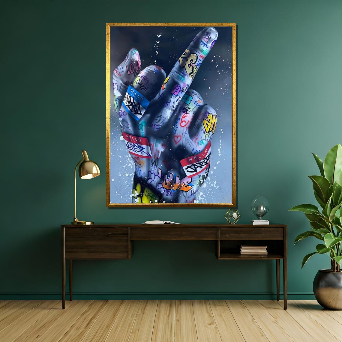 Graffiti Hand Gesture Sticker Bomb Street Art Edgy Poster Gift - Image 5