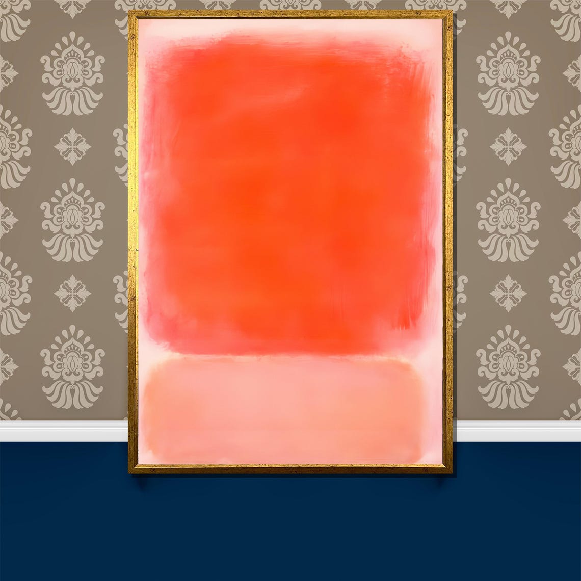 Rothko-Style Red and Soft Pink Color-Field Abstract Art Poster