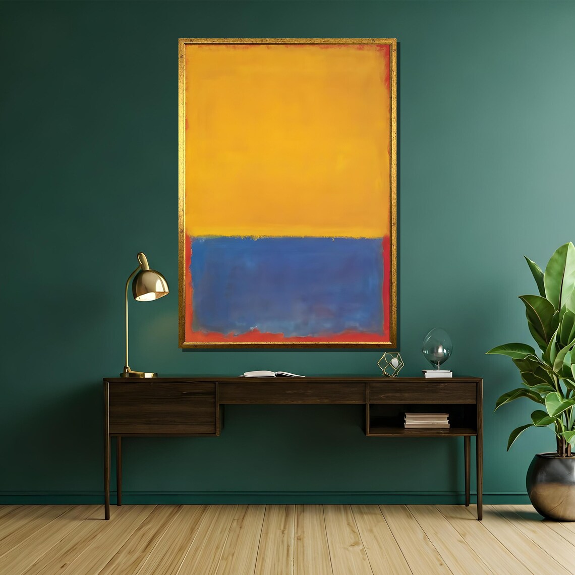 Golden Yellow and Blue Color Field Rothko Inspired Abstract Poster - Image 5