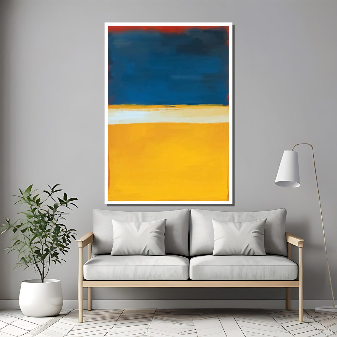 Bold Blue And Vibrant Yellow Abstract Painting Unique Contemporary Art Gift For Modern Home Decor Lovers - Image 2
