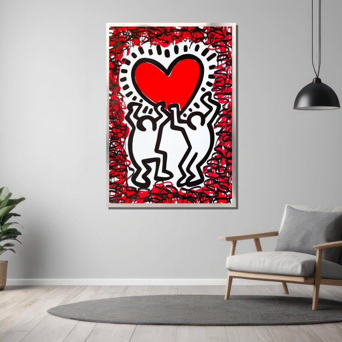 Pop Art Heart Lovers Red Black Urban Love Street Style Poster - Image 3