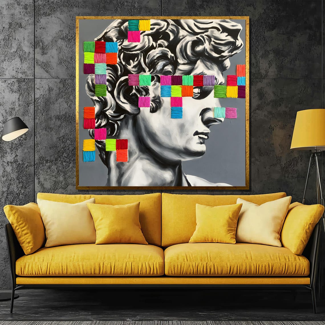 David Bust Pixel Yarn Color Pop Classic Art Modern Twist Poster