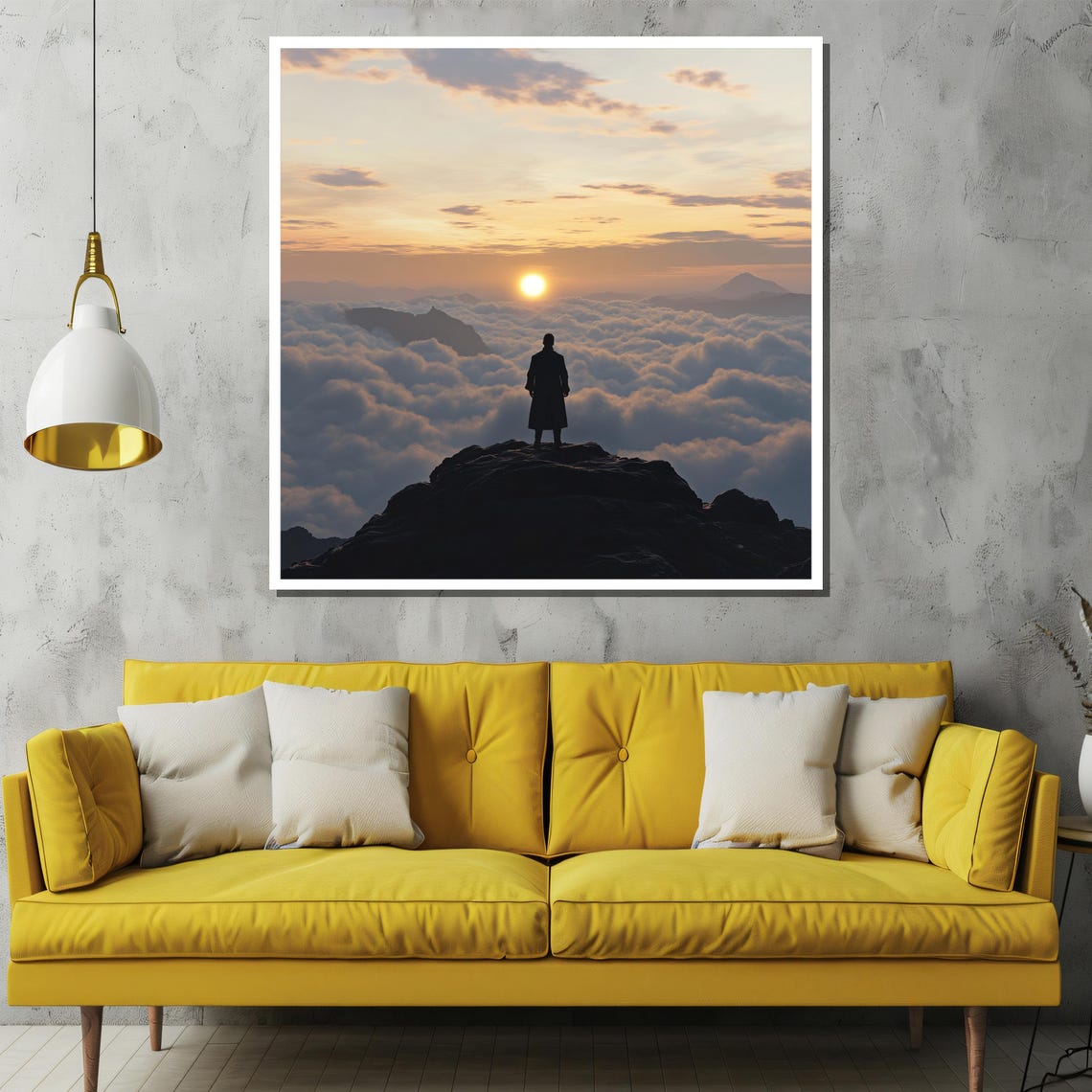 Wanderer Above The Clouds Painting Majestic Sunset Mountain Art Inspirational Landscape Decor Gift For Dreamers - Image 2