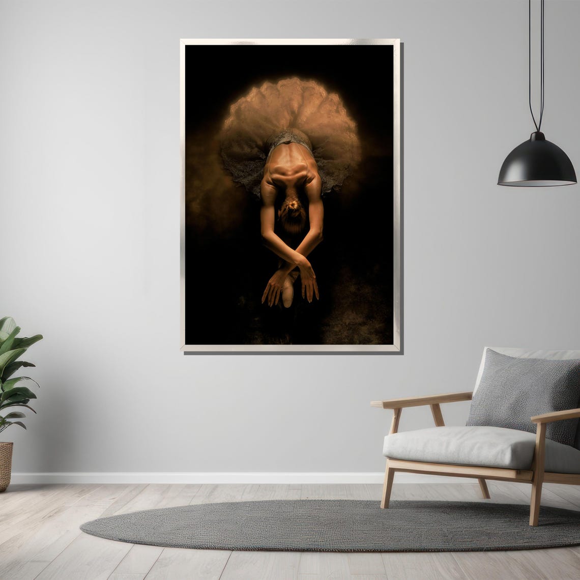 Bowing Ballerina With Golden Dandelion Halo Deep Dark Art Poster - Image 3