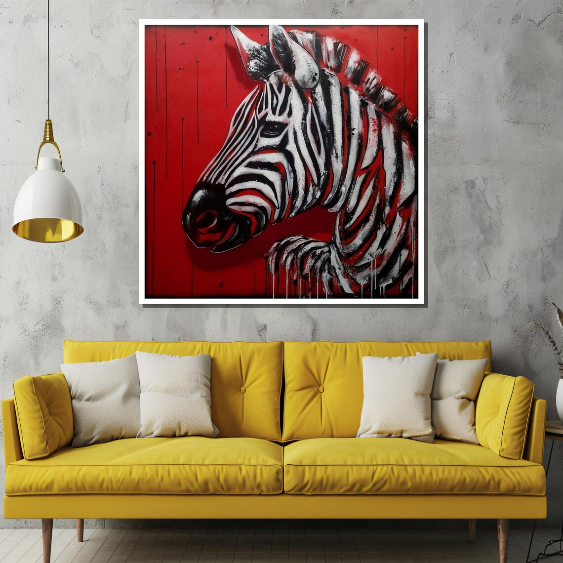 Bold Zebra Portrait Against A Striking Red Graffiti Style Backdrop Poster - Image 2