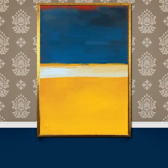 Bold Blue And Vibrant Yellow Abstract Painting Unique Contemporary Art Gift For Modern Home Decor Lovers
