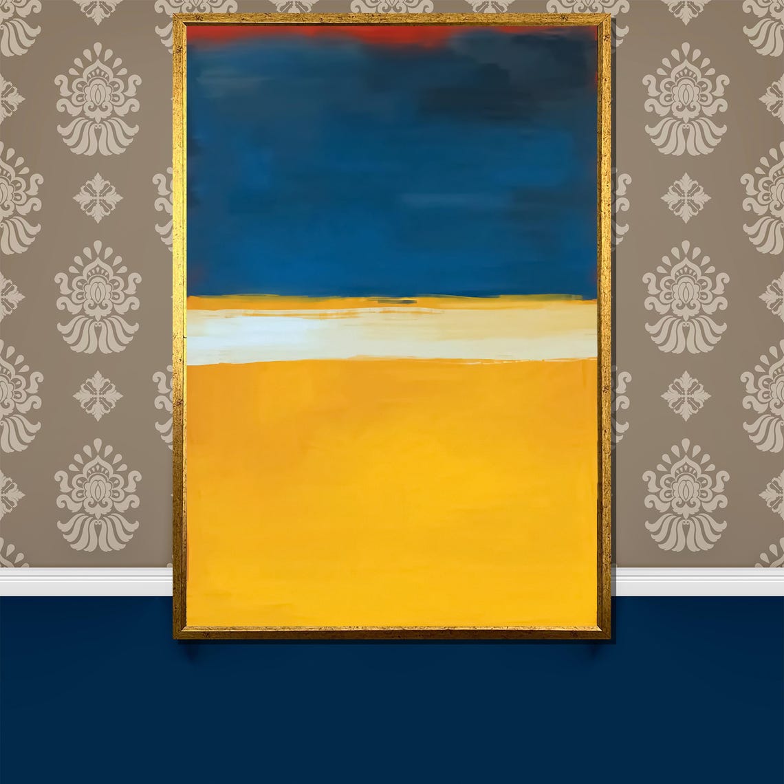 Bold Blue And Vibrant Yellow Abstract Painting Unique Contemporary Art Gift For Modern Home Decor Lovers