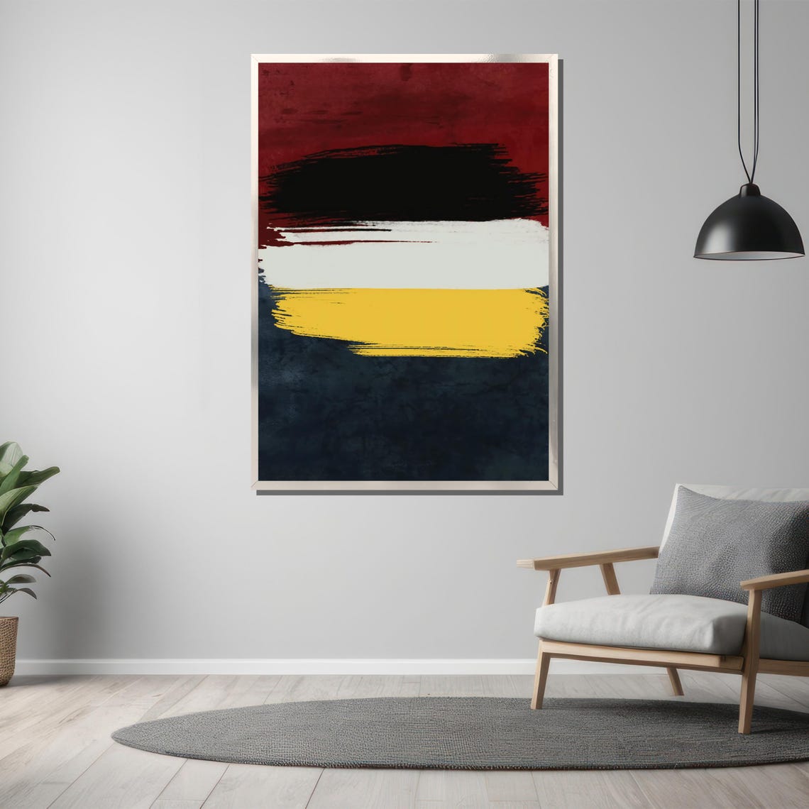 Bold Abstract Painting In Rich Red Black And Yellow Contemporary Art Gift For Modern Interiors Striking Wall Decor Statement - Image 3