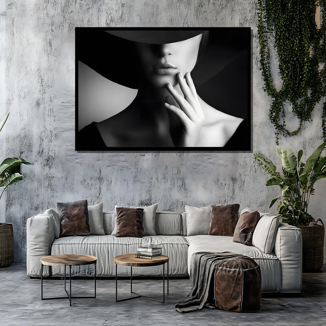 Elegant Black And White Mystery Woman Hollywood Glamour Poster - Image 4