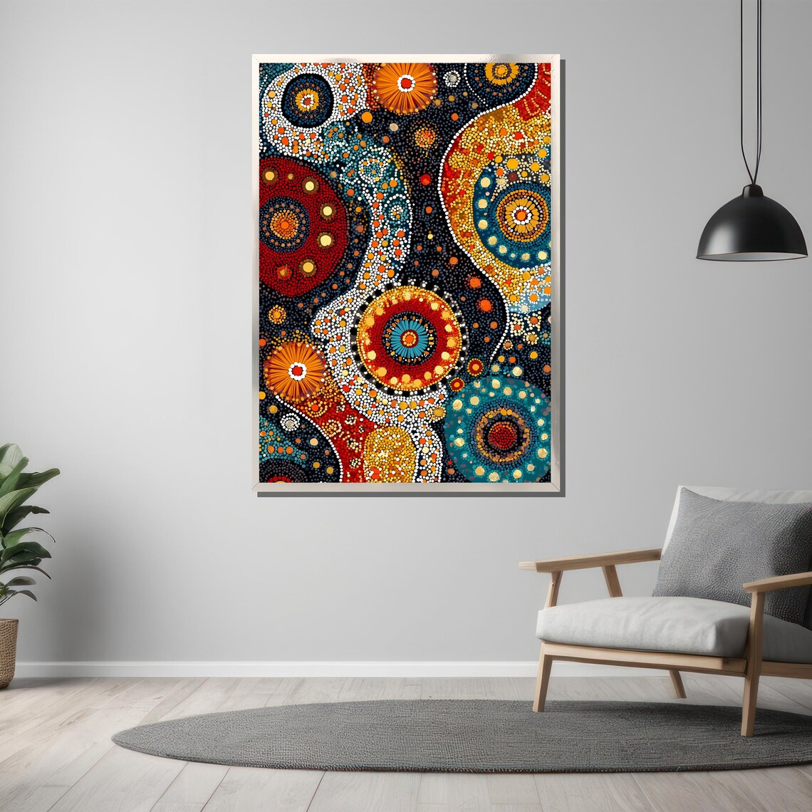 Aboriginal Dot Art Colorful Tribal Circle Pattern Art Poster - Image 3