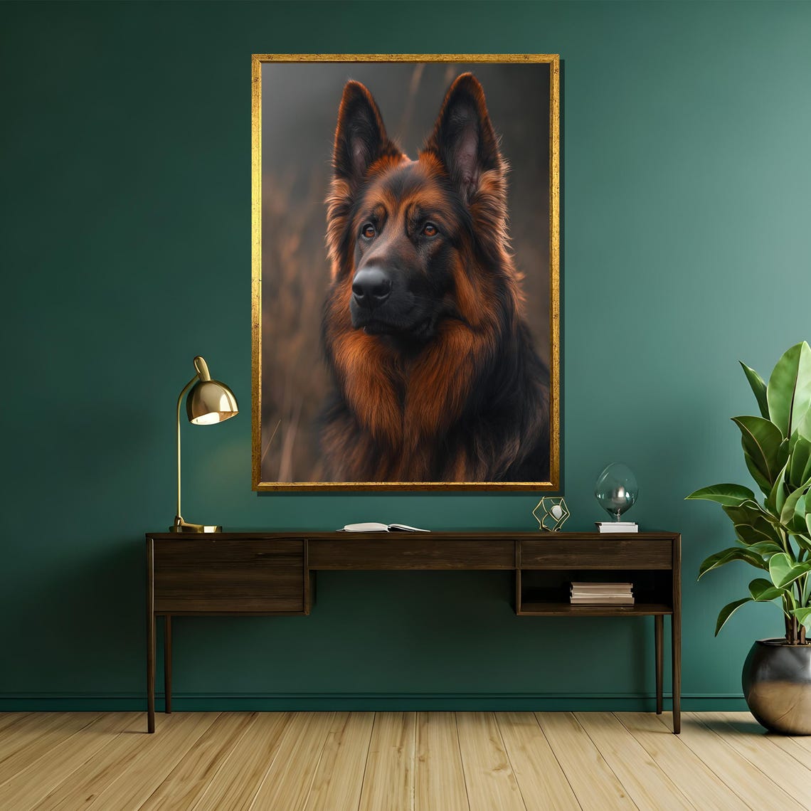 Loyal Guardian Long Haired German Shepherd Dog Portrait Poster - Image 5