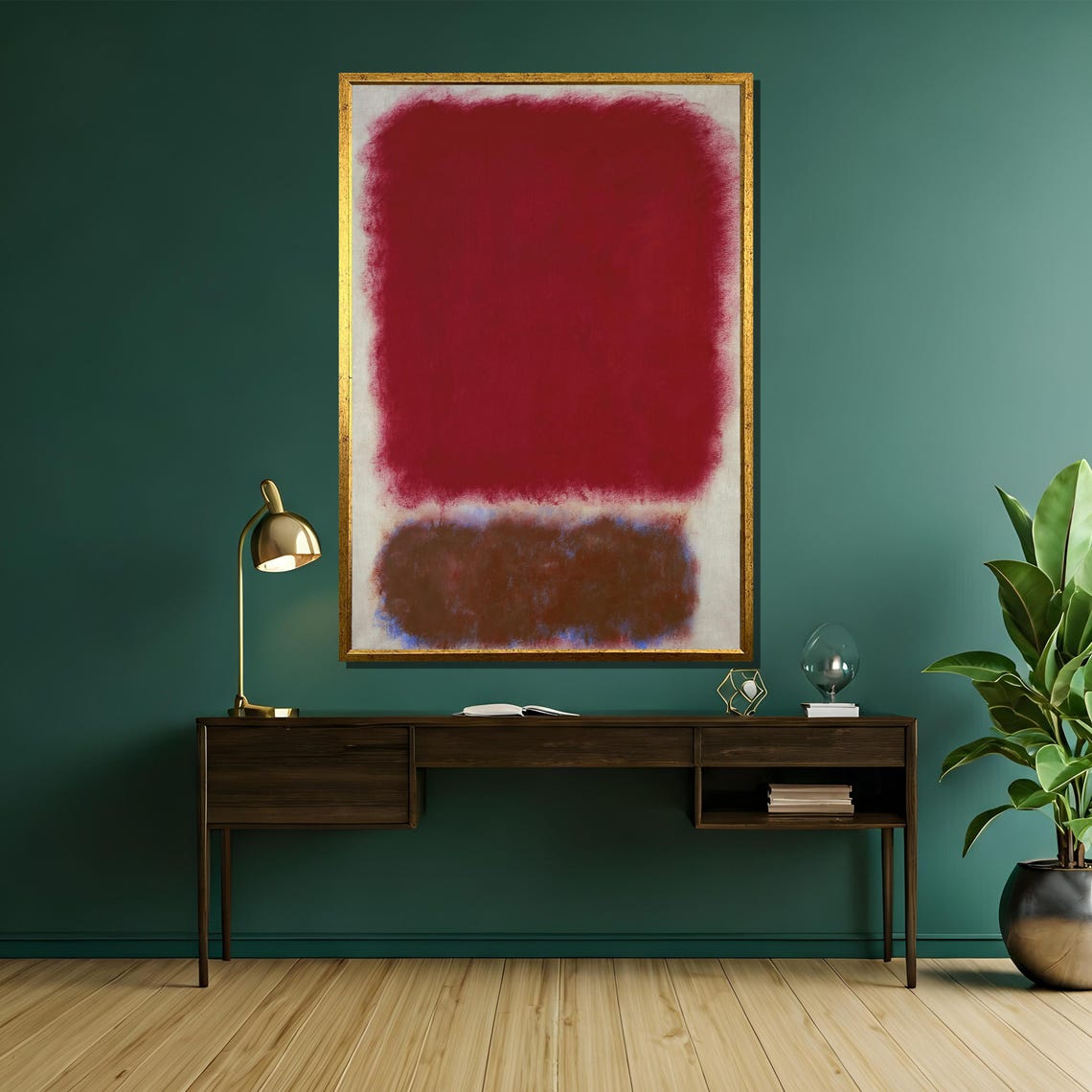 Rothko-Style Crimson Earthy Brown Color-Field Abstract Art Poster - Image 5