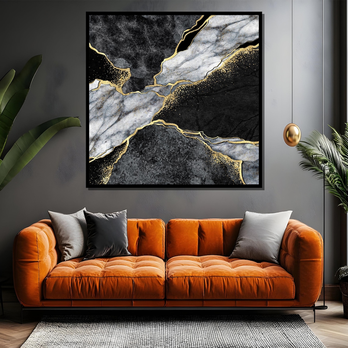 Monochrome Marble with Gold Veins Luxury Black White Art Poster - Image 5
