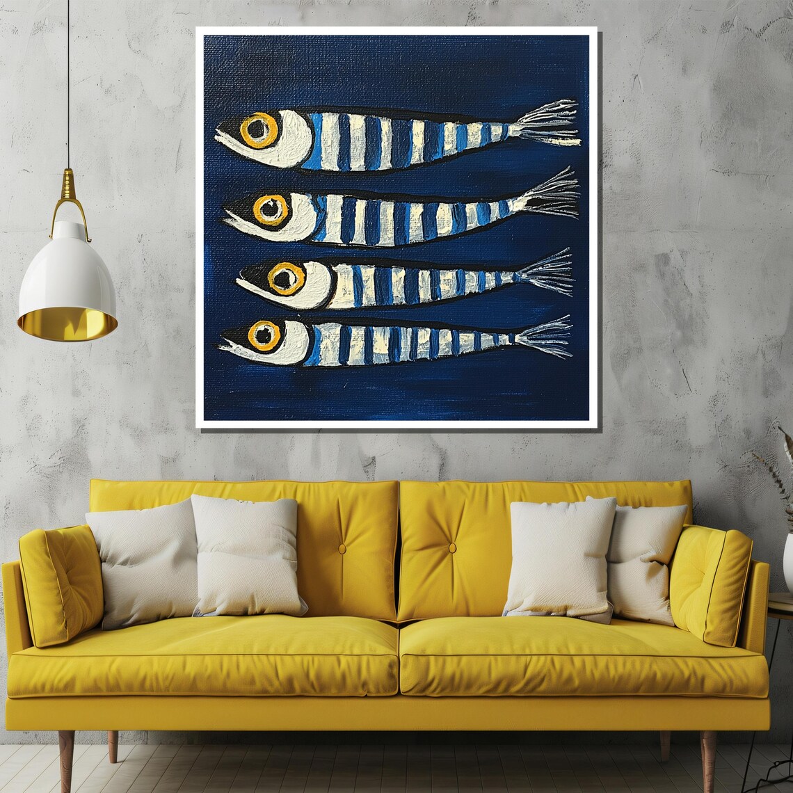 Whimsical Sardines Nautical Theme Wall Art Print - Image 2