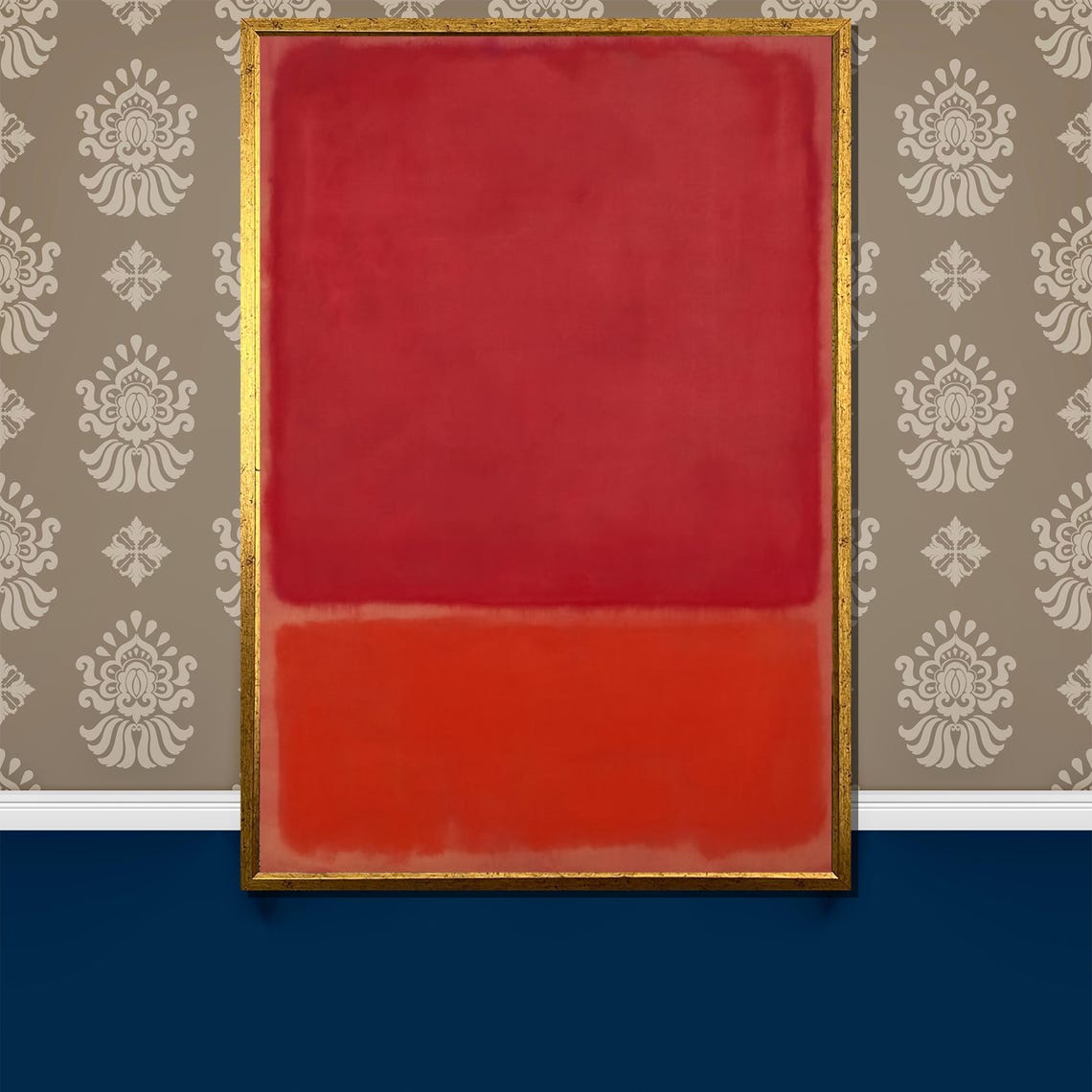Rothko-Style Deep Red Bright Orange Two-Block Color-Field Poster