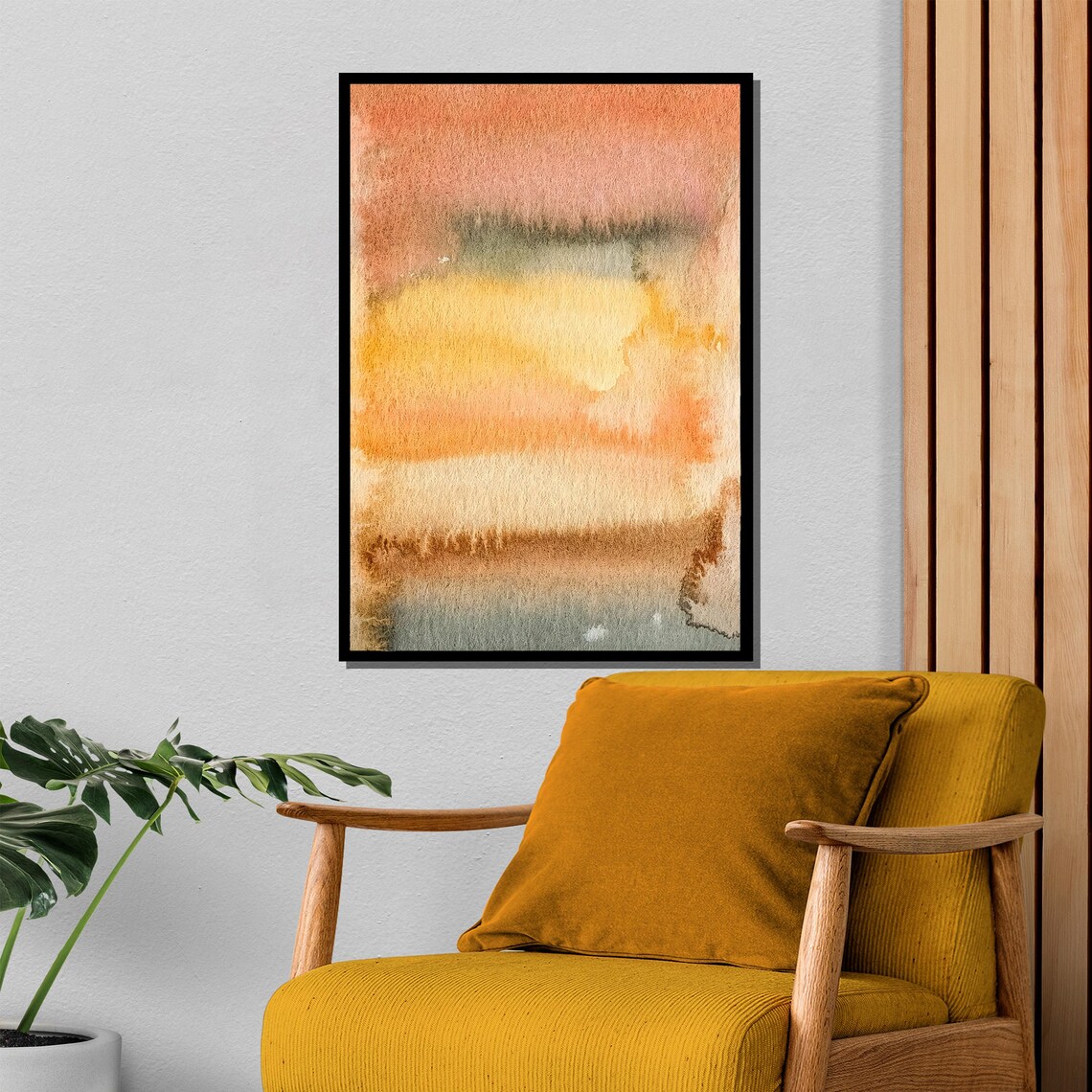 Warm Sunset Watercolor Wash Coral Amber Abstract Gradient Poster - Image 4