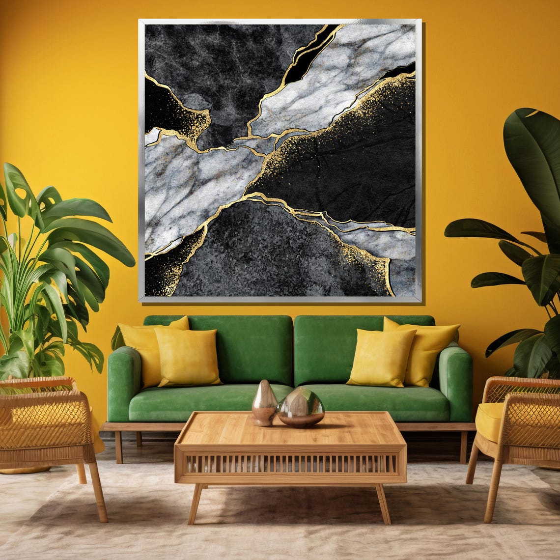 Monochrome Marble with Gold Veins Luxury Black White Art Poster - Image 4