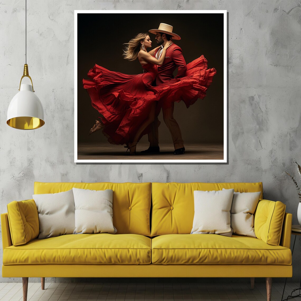 Passionate Spanish Dance Couple in Swirling Red Dress Art Poster - Image 2