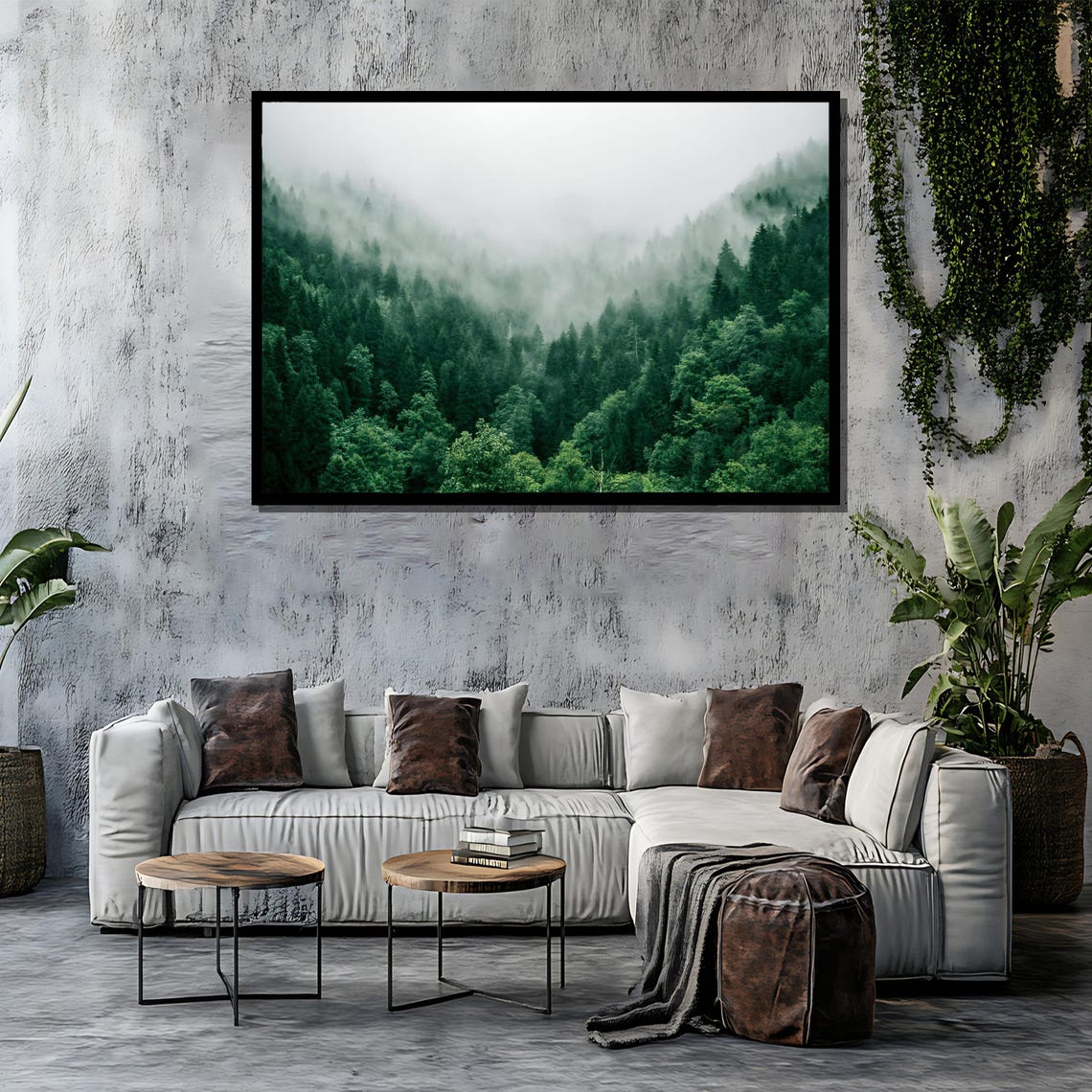 Serene Forest Painting Misty Green Wilderness Landscape Art Gift For Nature Lovers And Peaceful Home Decor - Image 4