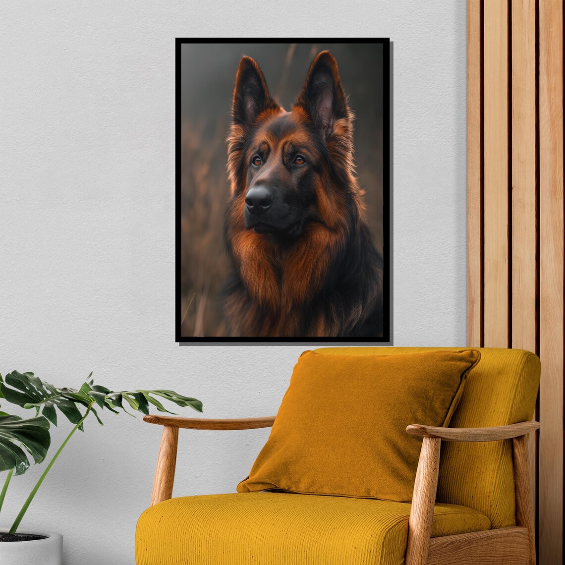 Loyal Guardian Long Haired German Shepherd Dog Portrait Poster - Image 4