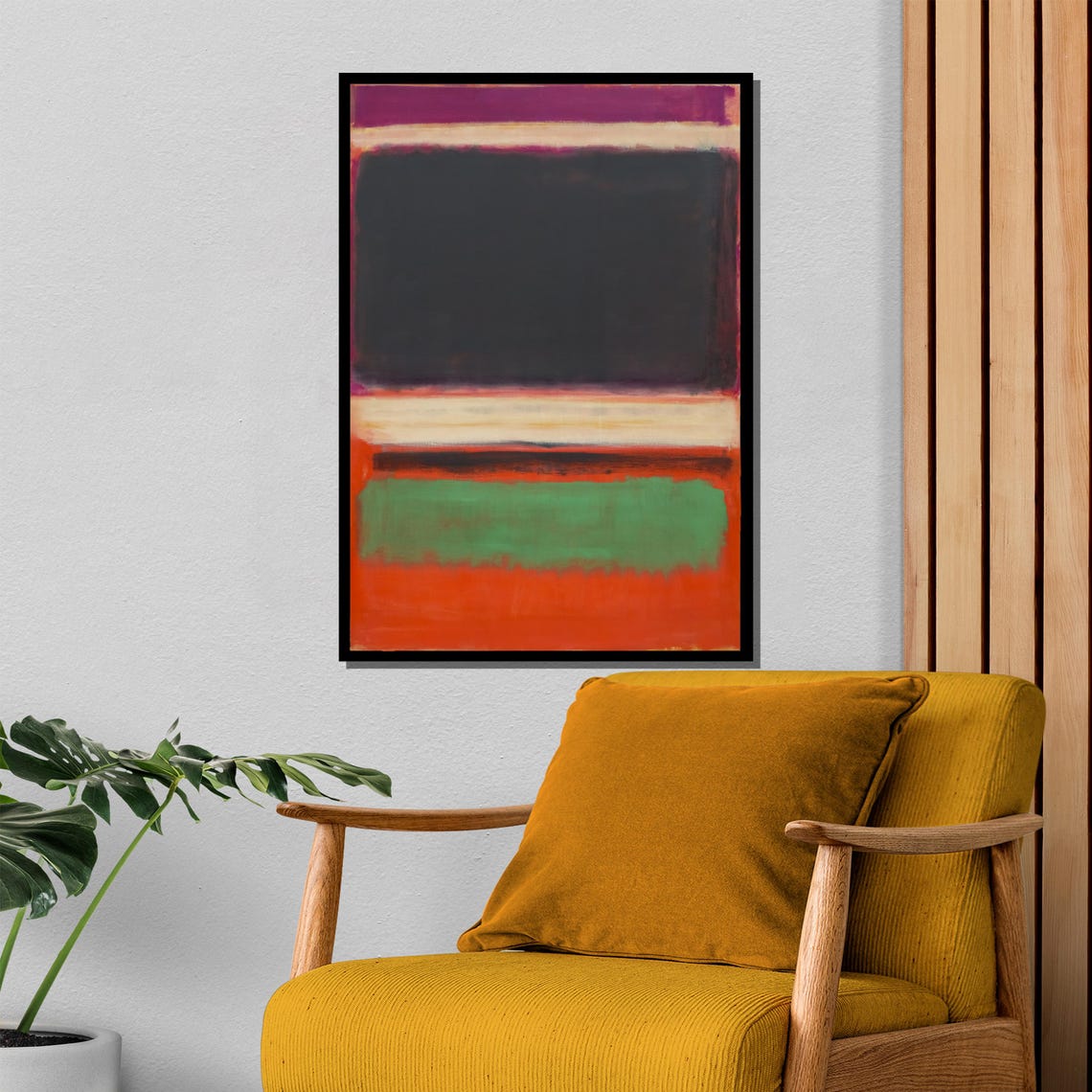 Rothko Style Black Green And Orange Layered Abstract Painting Poster - Image 4