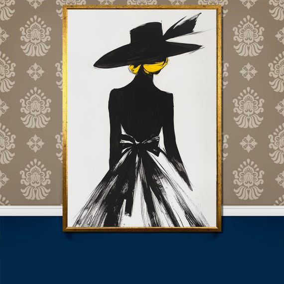 Elegant Lady In Hat Painting Fashion Inspired Art Sophisticated Gift For Stylish Home Or Fashion Lover Decor