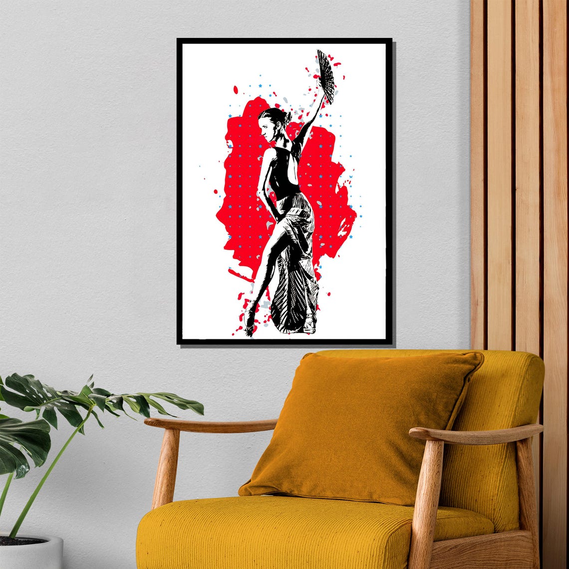 Flamenco Dancer Painting Bold Red And Black Wall Art Unique Gift For Dance Enthusiasts And Artistic Home Decor - Image 4
