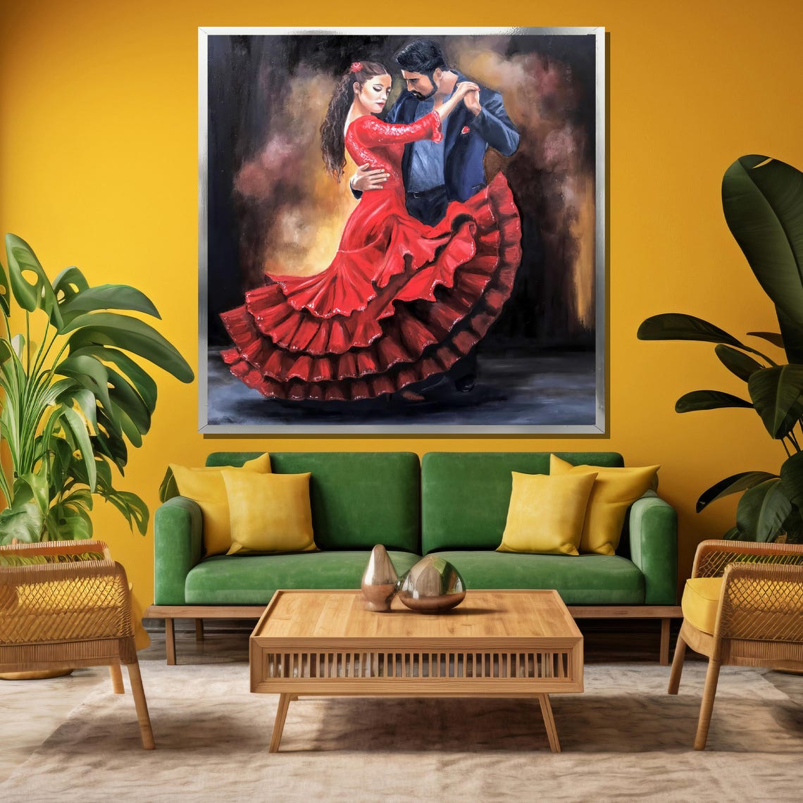 Flamenco Dancers In Red Dress Passionate Spanish Dance Painting Poster - Image 3