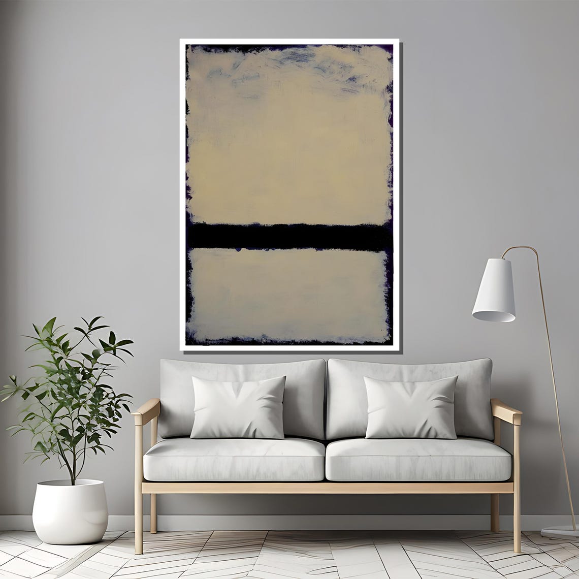 Rothko Style Beige And Black Minimalist Color Field Abstract Poster - Image 2