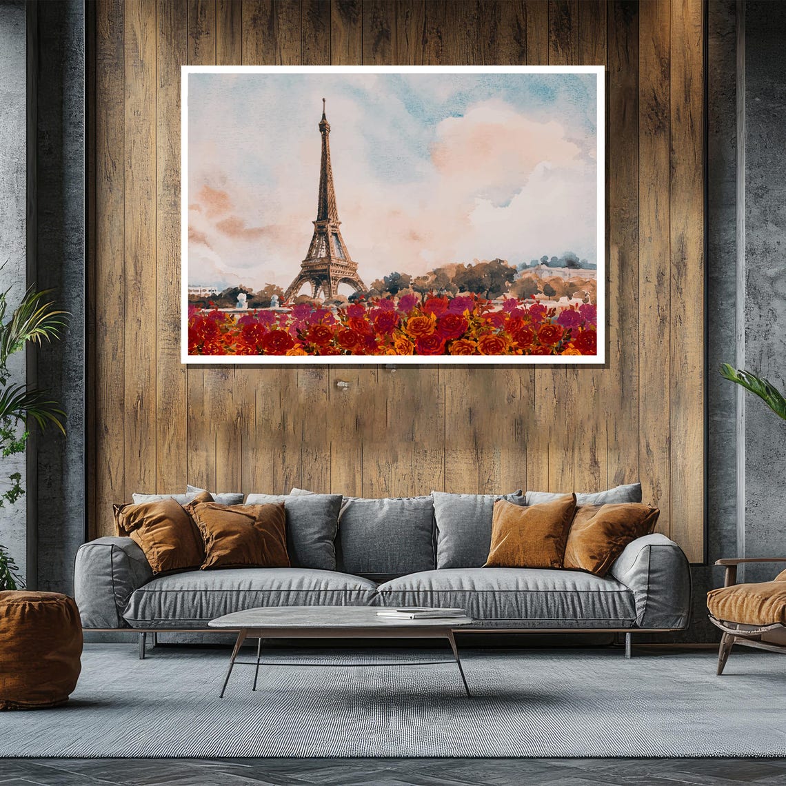 Eiffel Tower Rising Over Field of Red Roses Romantic Paris Poster - Image 2