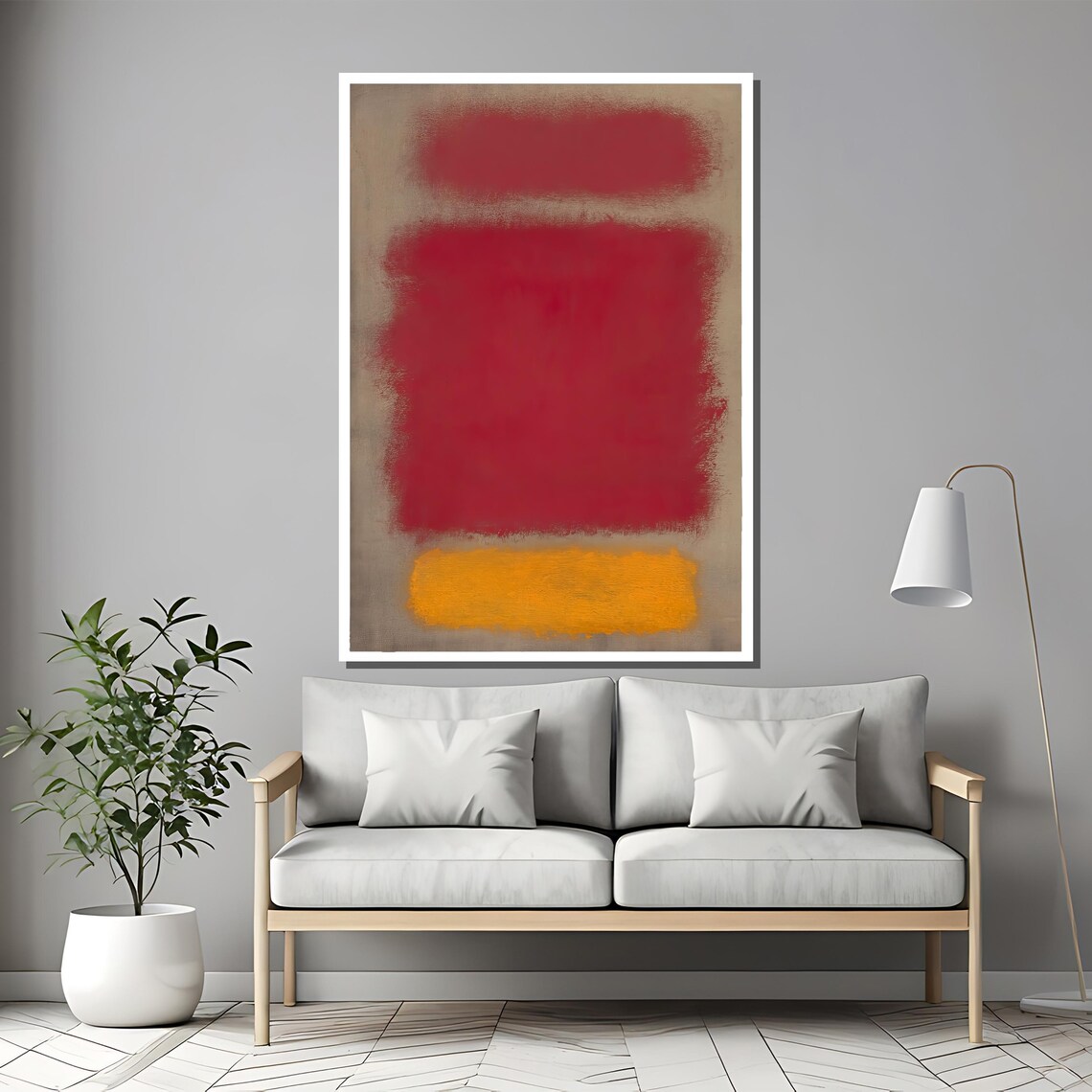 Rothko-Style Red Orange Gray Color-Field Abstract Painting Poster - Image 2
