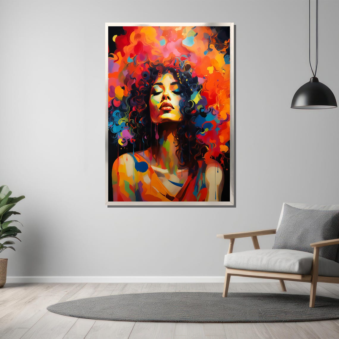 Vibrant Expression Painting Bold And Colorful Portrait Gift For Art Enthusiasts And Modern Home Decor - Image 3
