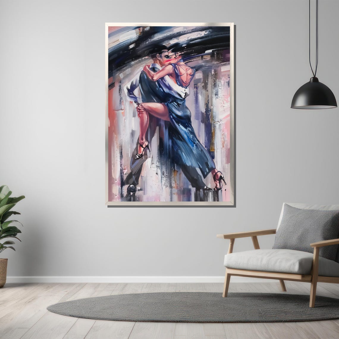 Dynamic Tango Couple Painting Elegant Romantic Wall Art Gift For Dance Enthusiasts And Modern Home Decor - Image 3